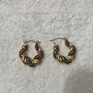 Gold and Black Twisted Rope Earrings